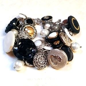 Vintage MOP Pearl Button Charm Bracelet